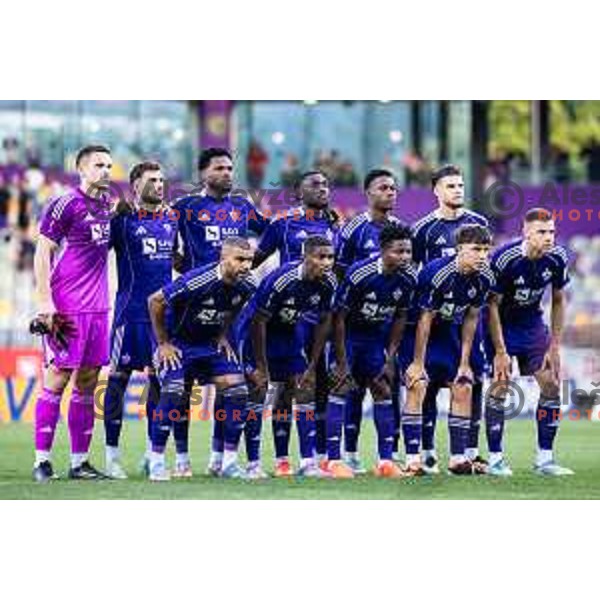 NK Maribor starting eleven during UEFA Conference League 2025/26 qualifier football match between NK Maribor and Paksi FC in Ljudski vrt, Maribor, Slovenia on July 31, 2025. Photo: Jure Banfi