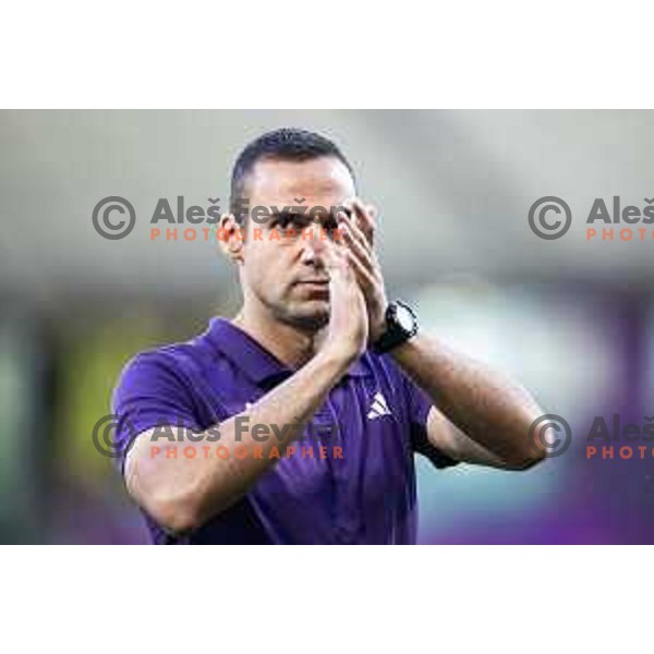 Tugberk Tanrıvermis, head coach of NK Maribor during UEFA Conference League 2025/26 qualifier football match between NK Maribor and Paksi FC in Ljudski vrt, Maribor, Slovenia on July 31, 2025. Photo: Jure Banfi