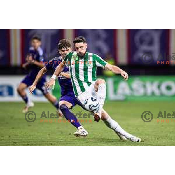 Mario Zeke in action during UEFA Conference League 2025/26 qualifier football match between NK Maribor and Paksi FC in Ljudski vrt, Maribor, Slovenia on July 31, 2025. Photo: Jure Banfi