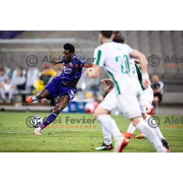 Benjamin Tetteh in action during UEFA Conference League 2025/26 qualifier football match between NK Maribor and Paksi FC in Ljudski vrt, Maribor, Slovenia on July 31, 2025. Photo: Jure Banfi
