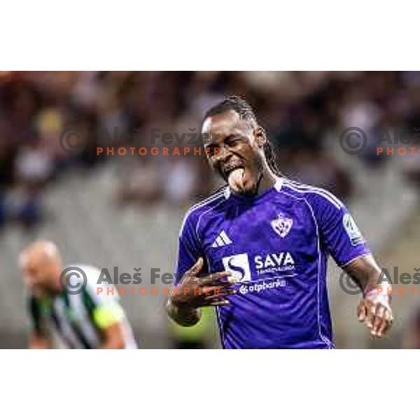 Orphe Mbina in action during UEFA Conference League 2025/26 qualifier football match between NK Maribor and Paksi FC in Ljudski vrt, Maribor, Slovenia on July 31, 2025. Photo: Jure Banfi