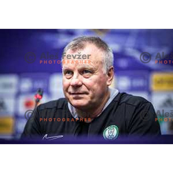 Gyorgy Bognar, head coach of Paksi FC at the press conference after UEFA Conference League 2025/26 qualifier football match between NK Maribor and Paksi FC in Ljudski vrt, Maribor, Slovenia on July 31, 2025. Photo: Jure Banfi