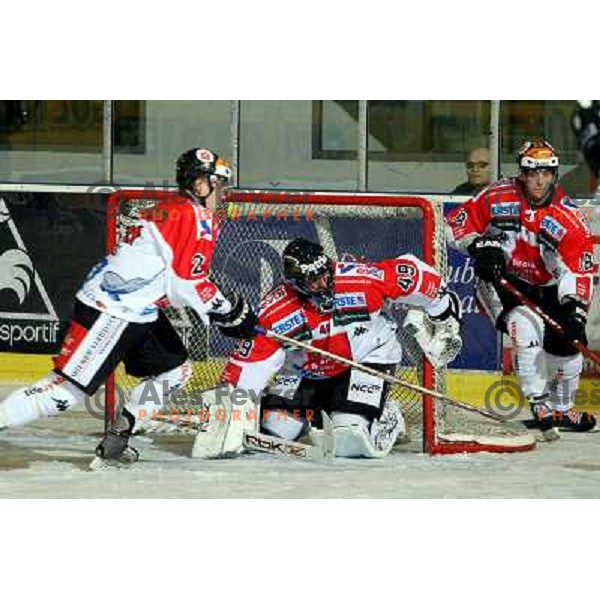 Goallie Stromberg at ice-hockey game Tilia Olimpija-TWK Innsbruck in EBEL league, played in Hala Tivoli, Ljubljana, Slovenia 24.10.2008. 