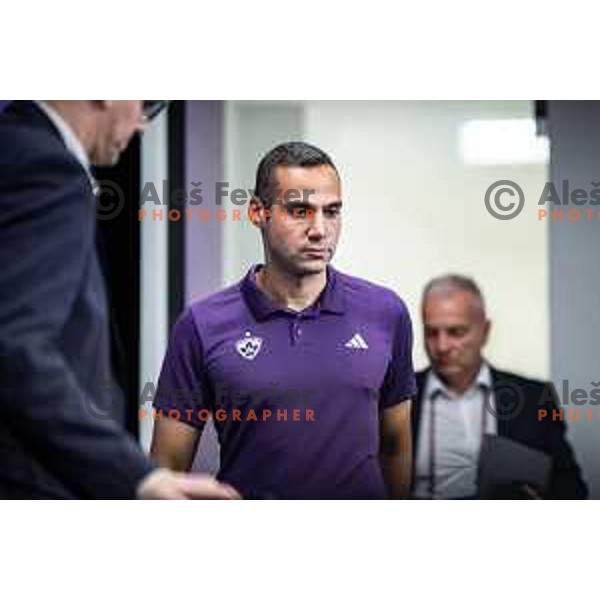 Tugberk Tanrivermis, head coach of NK Maribor at the press conference after UEFA Conference League 2025/26 qualifier football match between NK Maribor and Paksi FC in Ljudski vrt, Maribor, Slovenia on July 31, 2025. Photo: Jure Banfi