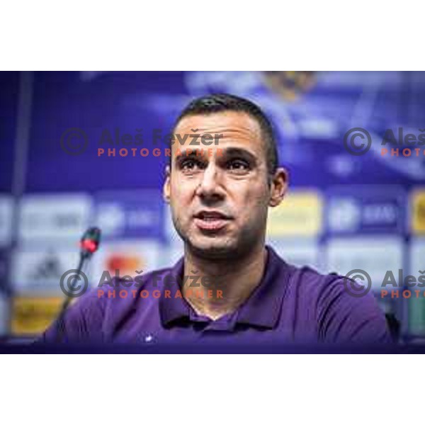 Tugberk Tanrivermis, head coach of NK Maribor at the press conference after UEFA Conference League 2025/26 qualifier football match between NK Maribor and Paksi FC in Ljudski vrt, Maribor, Slovenia on July 31, 2025. Photo: Jure Banfi