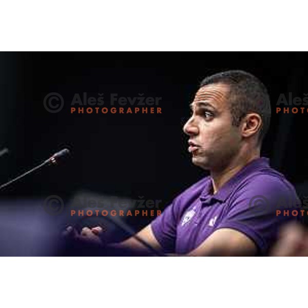 Tugberk Tanrivermis, head coach of NK Maribor at the press conference after UEFA Conference League 2025/26 qualifier football match between NK Maribor and Paksi FC in Ljudski vrt, Maribor, Slovenia on July 31, 2025. Photo: Jure Banfi