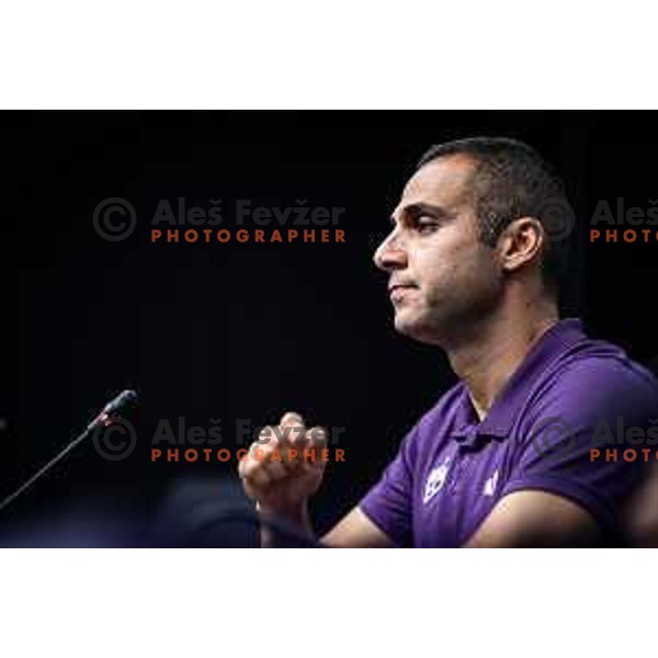 Tugberk Tanrivermis, head coach of NK Maribor at the press conference after UEFA Conference League 2025/26 qualifier football match between NK Maribor and Paksi FC in Ljudski vrt, Maribor, Slovenia on July 31, 2025. Photo: Jure Banfi