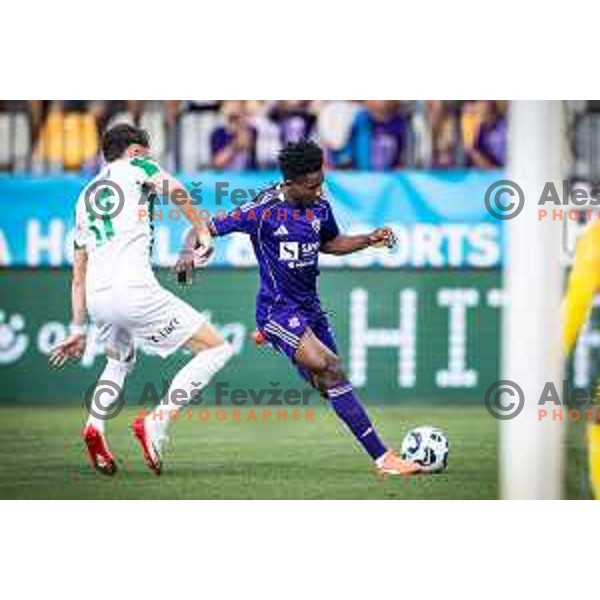 Eric Taylor in action during UEFA Conference League 2025/26 qualifier football match between NK Maribor and Paksi FC in Ljudski vrt, Maribor, Slovenia on July 31, 2025. Photo: Jure Banfi