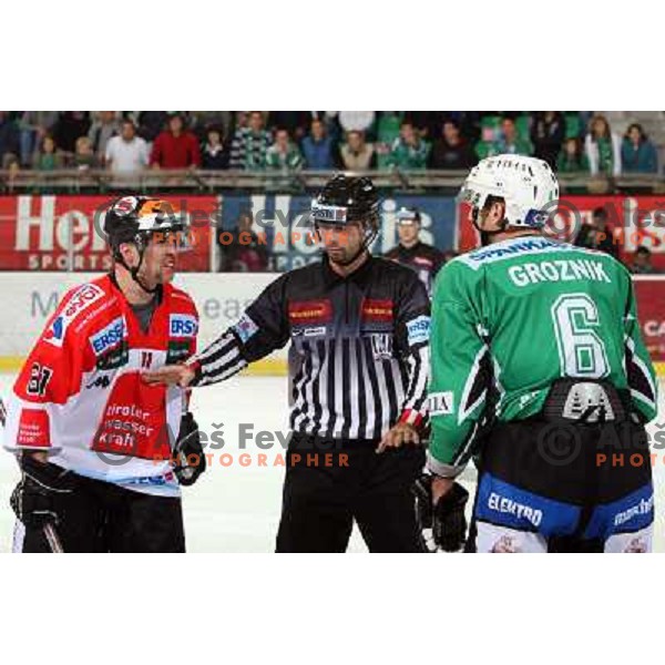 Groznik at ice-hockey game Tilia Olimpija-TWK Innsbruck in EBEL league, played in Hala Tivoli, Ljubljana, Slovenia 24.10.2008. 