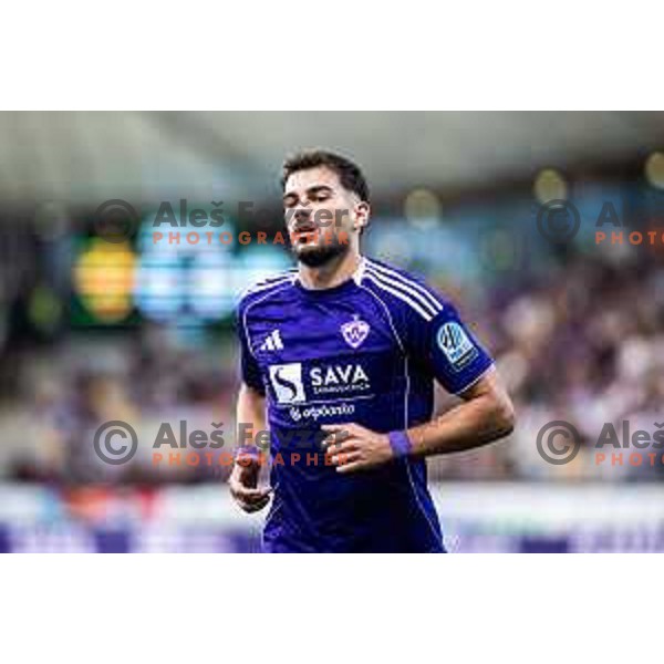 Cedomir Bumbic in action during UEFA Conference League 2025/26 qualifier football match between NK Maribor and Paksi FC in Ljudski vrt, Maribor, Slovenia on July 31, 2025. Photo: Jure Banfi