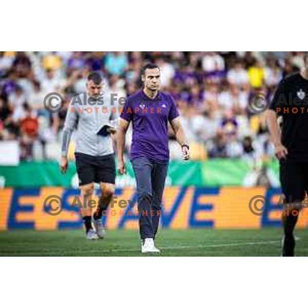 Tugberk Tanrivermis, head coach of NK Maribor during UEFA Conference League 2025/26 qualifier football match between NK Maribor and Paksi FC in Ljudski vrt, Maribor, Slovenia on July 31, 2025. Photo: Jure Banfi