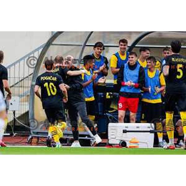 in action during Prva liga Telemach 2025/2026 football match between Kalcer Radomlje and Dozmale in Domzale, Slovenia on August 1, 2025