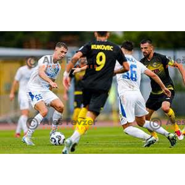 in action during Prva liga Telemach 2025/2026 football match between Kalcer Radomlje and Dozmale in Domzale, Slovenia on August 1, 2025