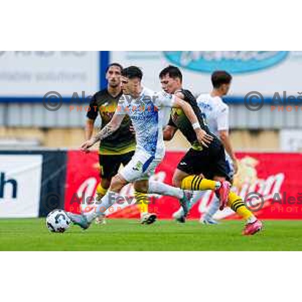 in action during Prva liga Telemach 2025/2026 football match between Kalcer Radomlje and Dozmale in Domzale, Slovenia on August 1, 2025