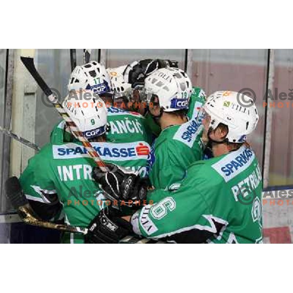 Zupancic, Intranuovo at ice-hockey game Tilia Olimpija- TWK Innsbruck in EBEL league, played in Hala Tivoli, Ljubljana, Slovenia 24.10.2008. Tilia Olimpija won the game 4:2 
