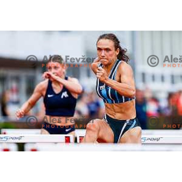 Nika Glojnaric competes at Slovenian Natioanl Athletics Championships at Kladivar Stadium in Celje, Slovenia on August 2, 2025