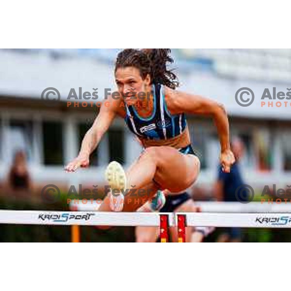 Nika Glojnaric competes at Slovenian Natioanl Athletics Championships at Kladivar Stadium in Celje, Slovenia on August 2, 2025