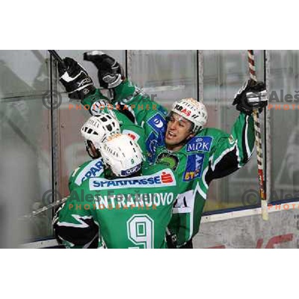 Zupancic, Intranuovo, Pance at ice-hockey game Tilia Olimpija- TWK Innsbruck in EBEL league, played in Hala Tivoli, Ljubljana, Slovenia 24.10.2008. Tilia Olimpija won the game 4:2 