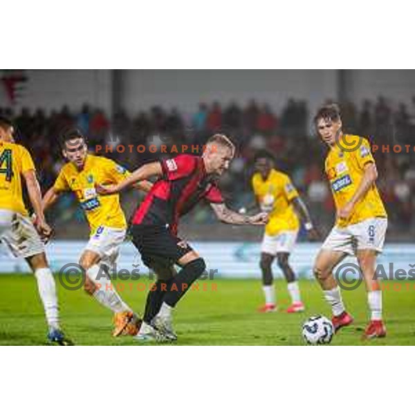 in action during Prva liga Telemach 2025/2026 football match between Primorje and Bravo in Ajdovscina, Slovenia on August 2, 2025