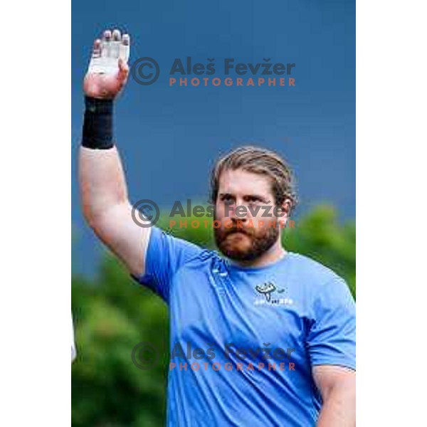 Blaz Zupancic competes at Slovenian Natioanl Athletics Championships at Kladivar Stadium in Celje, Slovenia on August 2, 2025