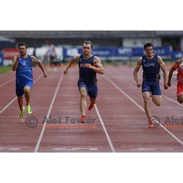 Jernej Gumilar competes at Slovenian Natioanl Athletics Championships at Kladivar Stadium in Celje, Slovenia on August 2, 2025