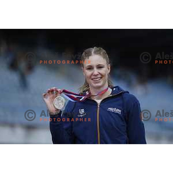 Maja Mihalinec Zidar competes at Slovenian Natioanl Athletics Championships at Kladivar Stadium in Celje, Slovenia on August 2, 2025