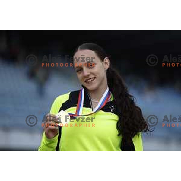 Lucija Potnik competes at Slovenian Natioanl Athletics Championships at Kladivar Stadium in Celje, Slovenia on August 2, 2025