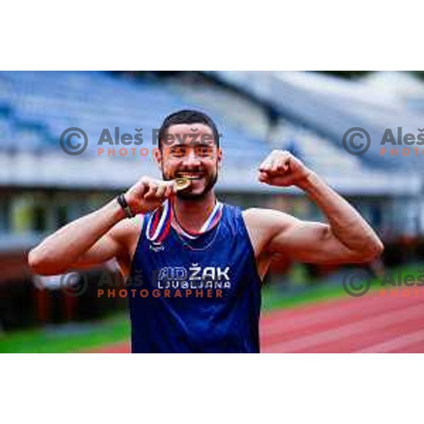 Filip Jakob Demsar competes at Slovenian Natioanl Athletics Championships at Kladivar Stadium in Celje, Slovenia on August 2, 2025