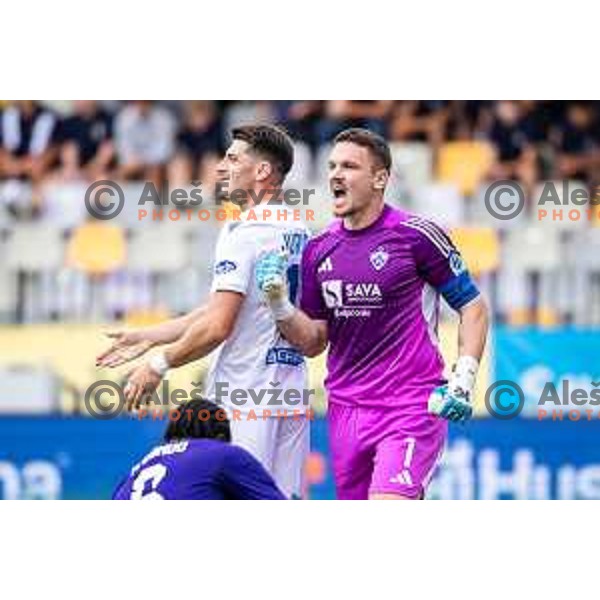 Azbe Jug in action during Prva liga Telemach 2025/26 football match between NK Maribor and NK Koper in Ljudski vrt, Maribor, Slovenia on August 3, 2025. Photo: Jure Banfi
