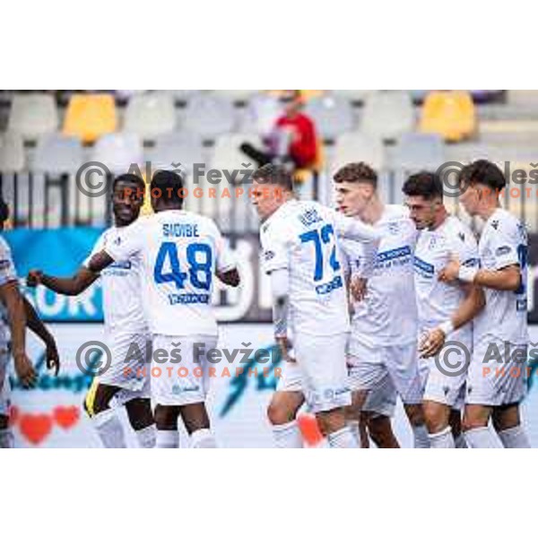 Josip Ilicic, Maj Mittendorfer, Deni Juric and Andraz Ruedl celebrate goal during Prva liga Telemach 2025/26 football match between NK Maribor and NK Koper in Ljudski vrt, Maribor, Slovenia on August 3, 2025. Photo: Jure Banfi