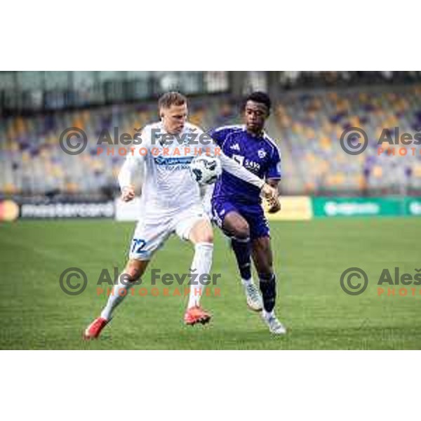 Josip Ilicic vs Eric Taylor in action during Prva liga Telemach 2025/26 football match between NK Maribor and NK Koper in Ljudski vrt, Maribor, Slovenia on August 3, 2025. Photo: Jure Banfi