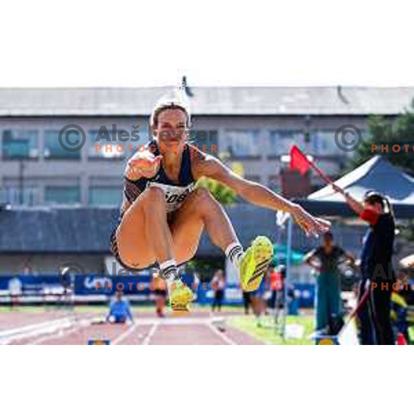 Neja Filipic competes during second day of Slovenian National Athletics Championship at Kladivar Stadium in Celje, Slovenia on August 3, 2025