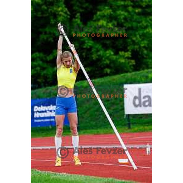 Tina Sutej competes during second day of Slovenian National Athletics Championship at Kladivar Stadium in Celje, Slovenia on August 3, 2025