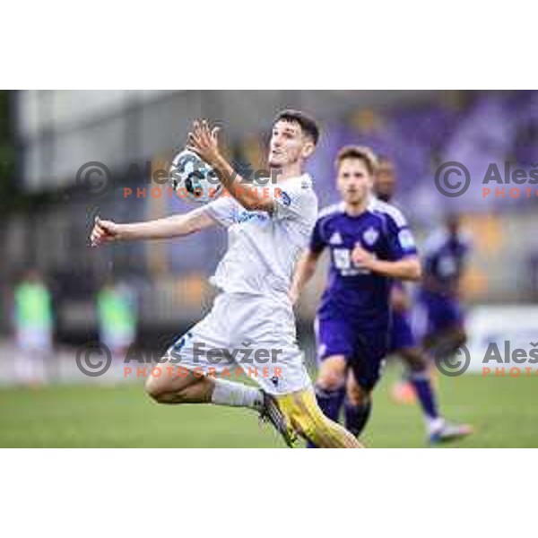 Fran Tomek in action during Prva liga Telemach 2025/26 football match between NK Maribor and NK Koper in Ljudski vrt, Maribor, Slovenia on August 3, 2025. Photo: Jure Banfi