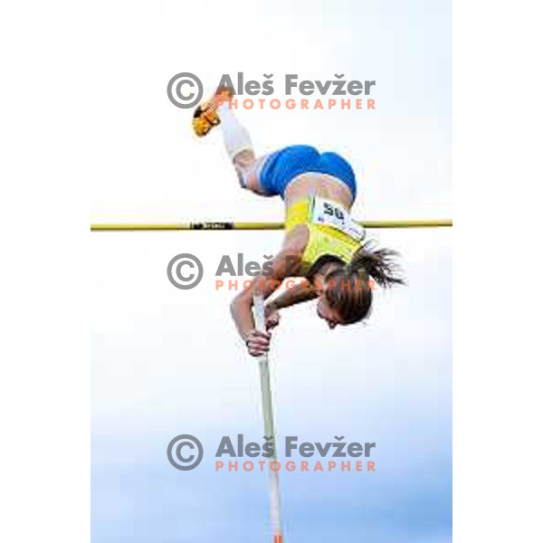 competes during second day of Slovenian National Athletics Championship at Kladivar Stadium in Celje, Slovenia on August 3, 2025