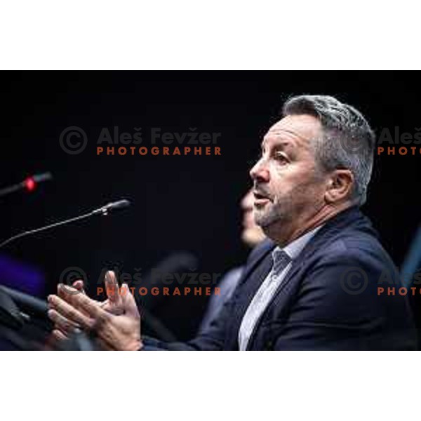 Slavisa Stojanovic, head coach of NK Koper at the press conference after Prva liga Telemach 2025/26 football match between NK Maribor and NK Koper in Ljudski vrt, Maribor, Slovenia on August 3, 2025. Photo: Jure Banfi