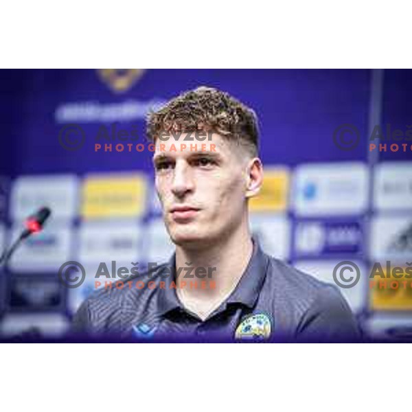 Maj Mittendorfer at the press conference after Prva liga Telemach 2025/26 football match between NK Maribor and NK Koper in Ljudski vrt, Maribor, Slovenia on August 3, 2025. Photo: Jure Banfi