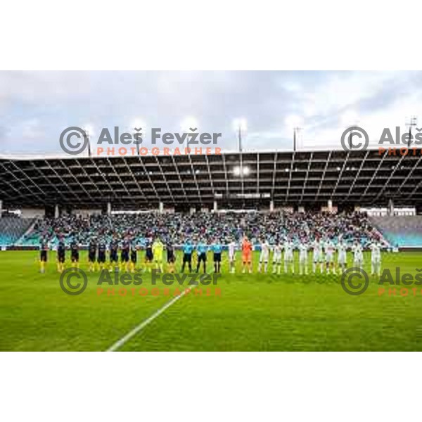 of Olimpija in action during Prva liga Telemach 2025/2026 football match between Olimpija and Celje in SRC Stozice, Ljubljana, Slovenia on August 3, 2025