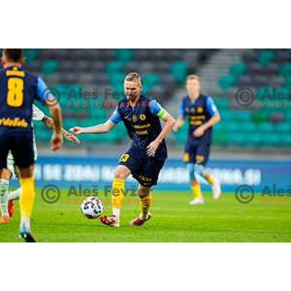 Zan Karnicnik in action during Prva liga Telemach 2025/2026 football match between Olimpija and Celje in SRC Stozice, Ljubljana, Slovenia on August 3, 2025