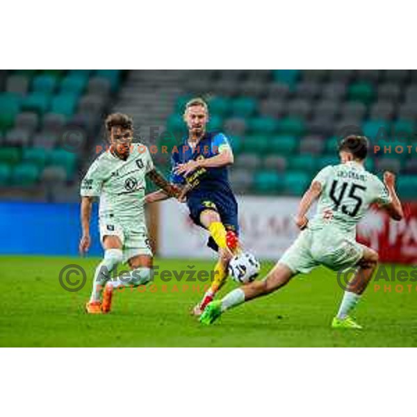 Zan Karnicnik in action during Prva liga Telemach 2025/2026 football match between Olimpija and Celje in SRC Stozice, Ljubljana, Slovenia on August 3, 2025