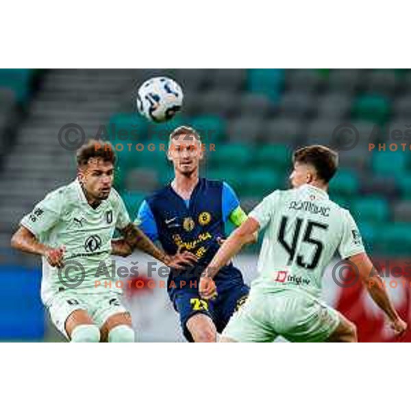 Zan Karnicnik in action during Prva liga Telemach 2025/2026 football match between Olimpija and Celje in SRC Stozice, Ljubljana, Slovenia on August 3, 2025