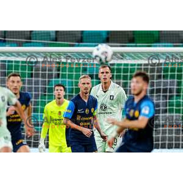 of Olimpija in action during Prva liga Telemach 2025/2026 football match between Olimpija and Celje in SRC Stozice, Ljubljana, Slovenia on August 3, 2025