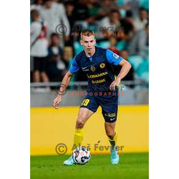 of Olimpija in action during Prva liga Telemach 2025/2026 football match between Olimpija and Celje in SRC Stozice, Ljubljana, Slovenia on August 3, 2025