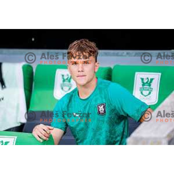 of Olimpija in action during Prva liga Telemach 2025/2026 football match between Olimpija and Celje in SRC Stozice, Ljubljana, Slovenia on August 3, 2025