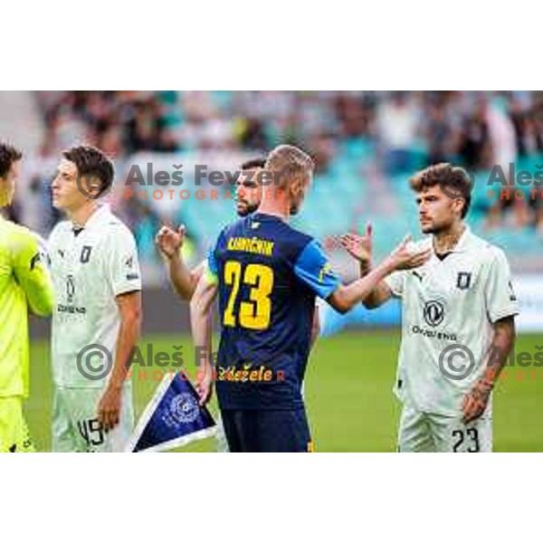 Zan Karnicnik in action during Prva liga Telemach 2025/2026 football match between Olimpija and Celje in SRC Stozice, Ljubljana, Slovenia on August 3, 2025