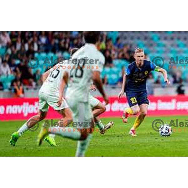 Zan Karnicnik in action during Prva liga Telemach 2025/2026 football match between Olimpija and Celje in SRC Stozice, Ljubljana, Slovenia on August 3, 2025