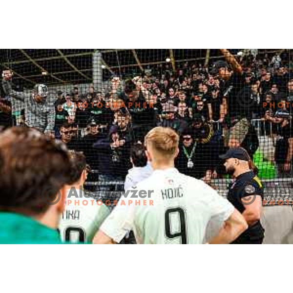 Green Dragons discuss future with Olimpija players after the Prva liga Telemach 2025/2026 football match between Olimpija and Celje in SRC Stozice, Ljubljana, Slovenia on August 3, 2025