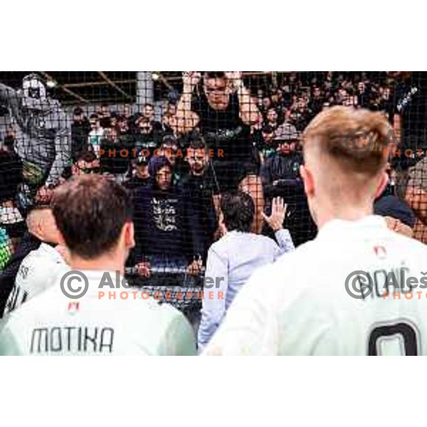 Jorge Simao and Green Dragons discuss future of Olimpija players after the Prva liga Telemach 2025/2026 football match between Olimpija and Celje in SRC Stozice, Ljubljana, Slovenia on August 3, 2025