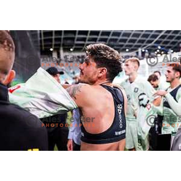 Green Dragons discuss future with Olimpija players after the Prva liga Telemach 2025/2026 football match between Olimpija and Celje in SRC Stozice, Ljubljana, Slovenia on August 3, 2025