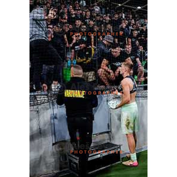 Green Dragons discuss future with Olimpija players after the Prva liga Telemach 2025/2026 football match between Olimpija and Celje in SRC Stozice, Ljubljana, Slovenia on August 3, 2025